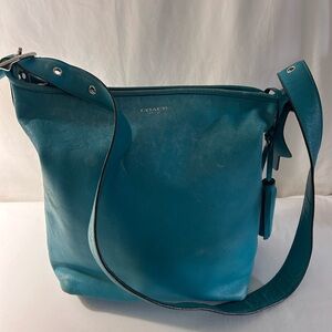 Coach Legacy Leather Turquoise Women's Duffel Bag Tassels Silver Hardware #19889